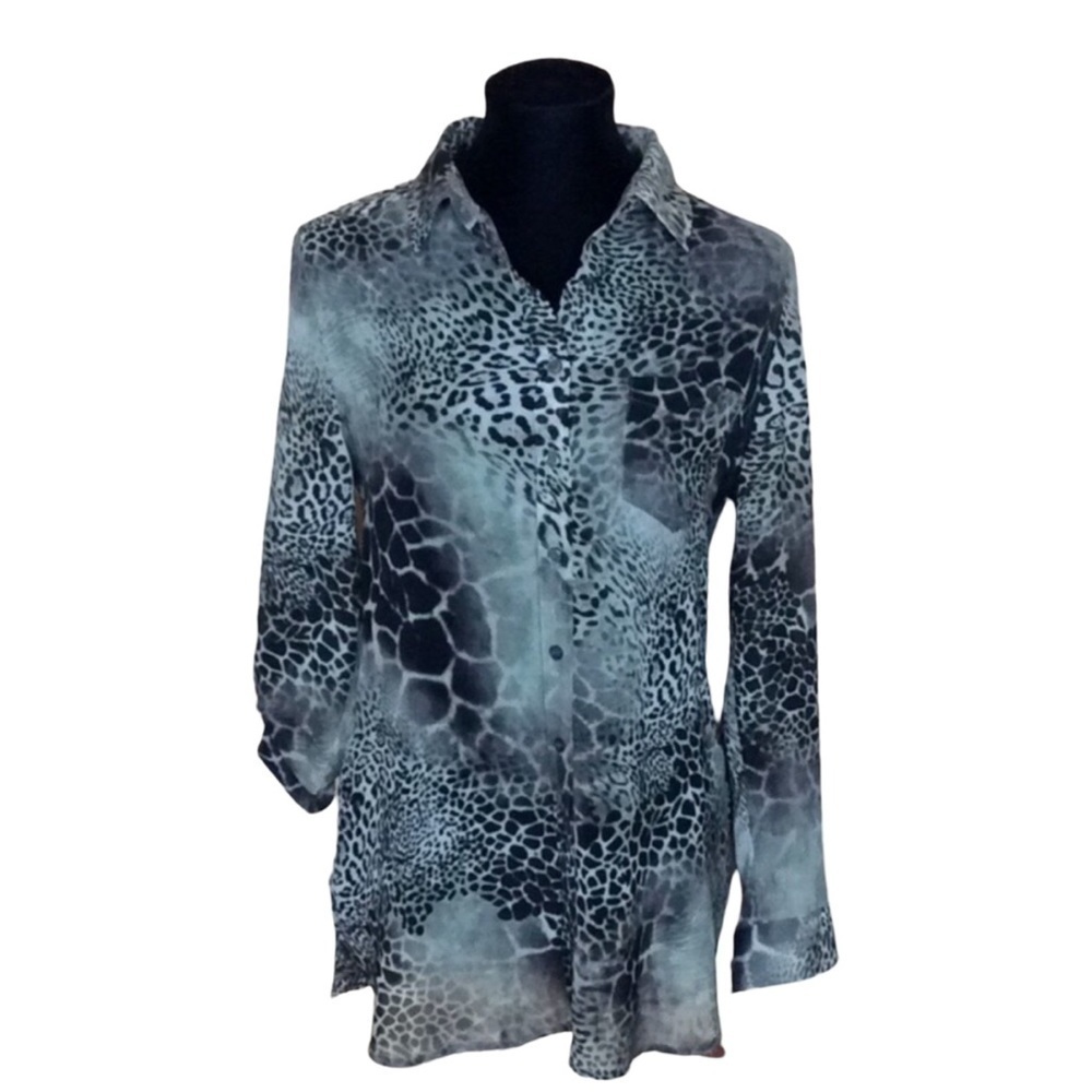 Moda International sheer animal print blouse Size Small